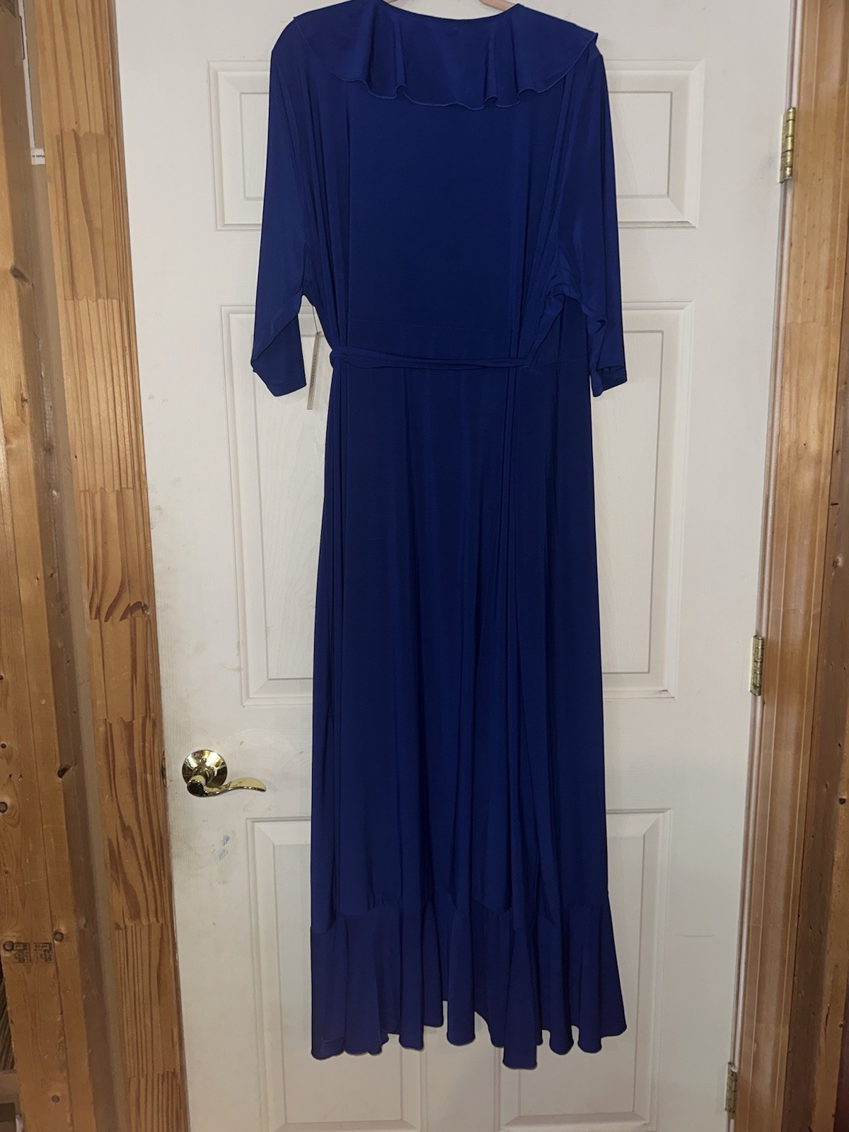Kiyonna 4X Maritime Maxi Dress True Wrap Blue Stretch NWT
