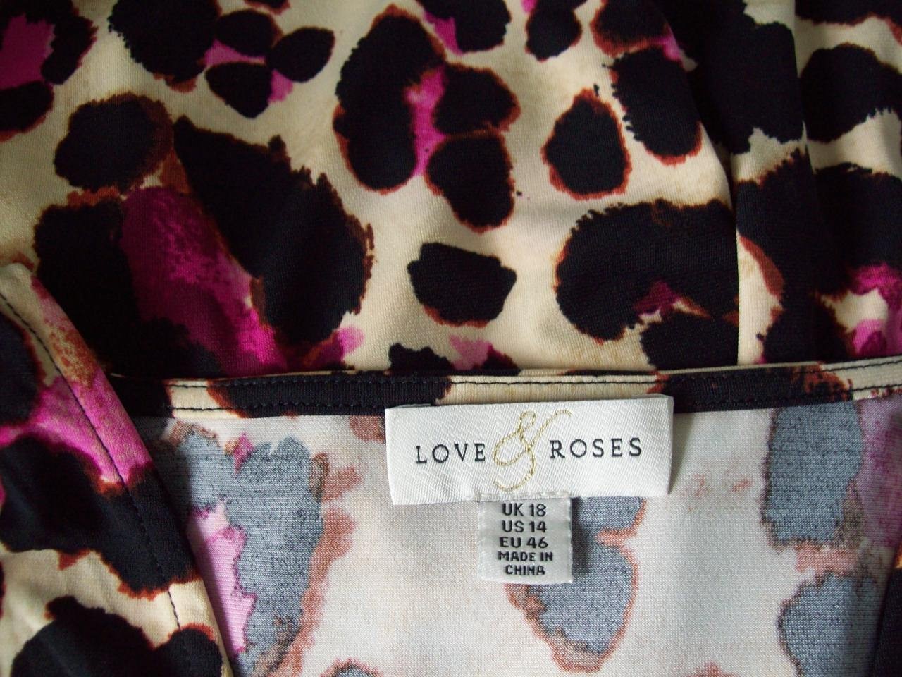 New Next Love & Roses Leopard Print Maxi Dress Size 18 Jersey Twist Holiday