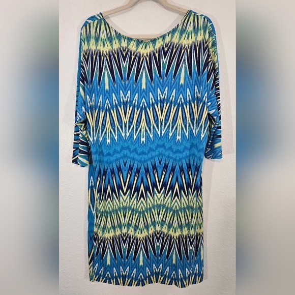 *NEW* Viereck Vibrant Turquoise/Yellow/Blue/White Patterned Dress Artsy, size XL