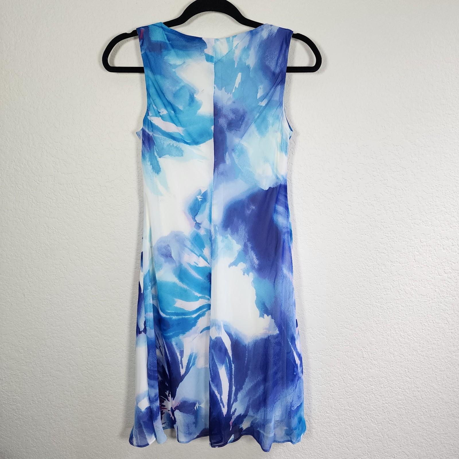 American Living/Ralph Lauren White/Purple-Multi Printed Georgette Shift Dress 6
