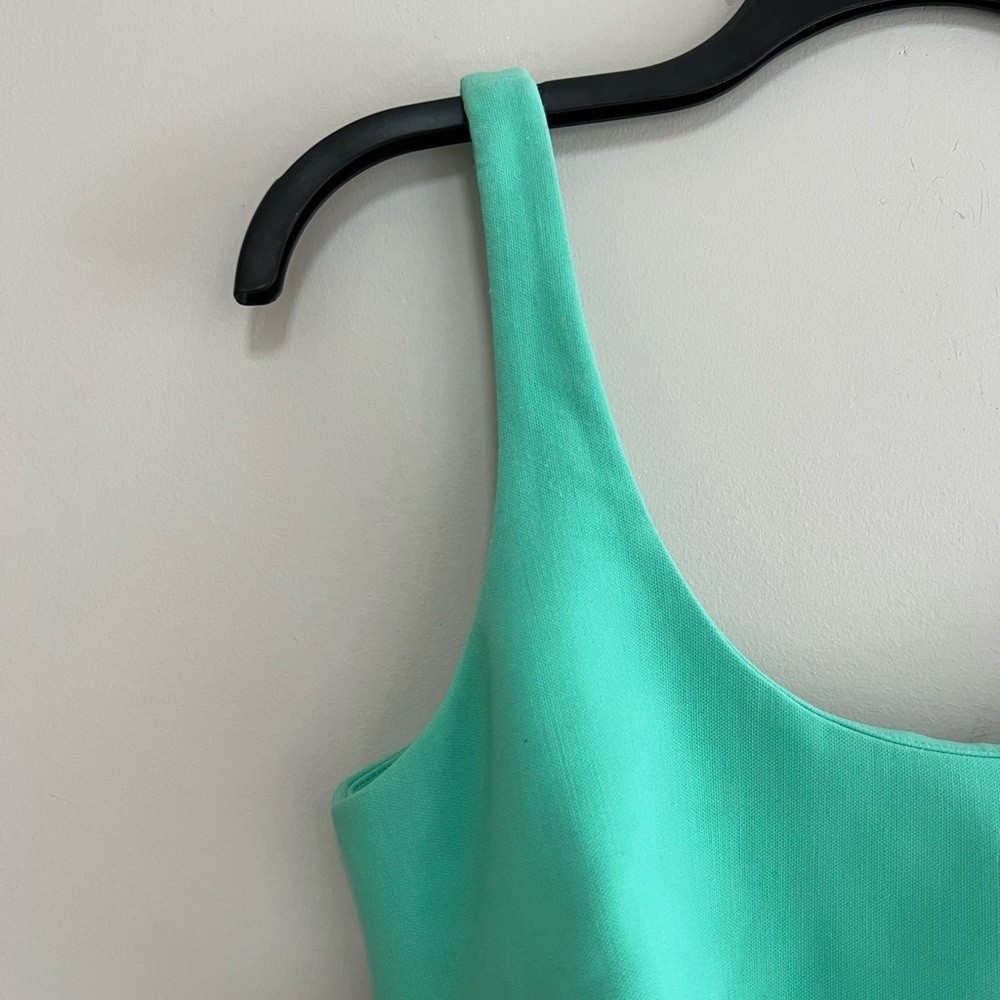 Likely Rounded Neck Body Con Unlined Sheath Sleeveless Mini Dress Aqua Green, 4
