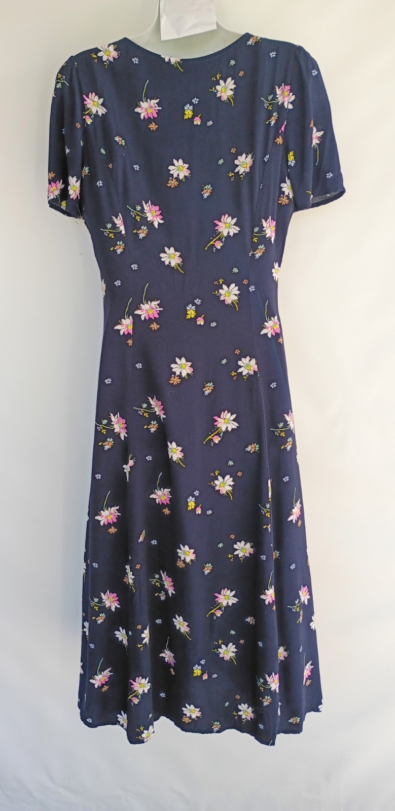 Vintage 90s GAP Button Front Navy Blue Floral Daisy Midi Dress Whimsigoth XS 2