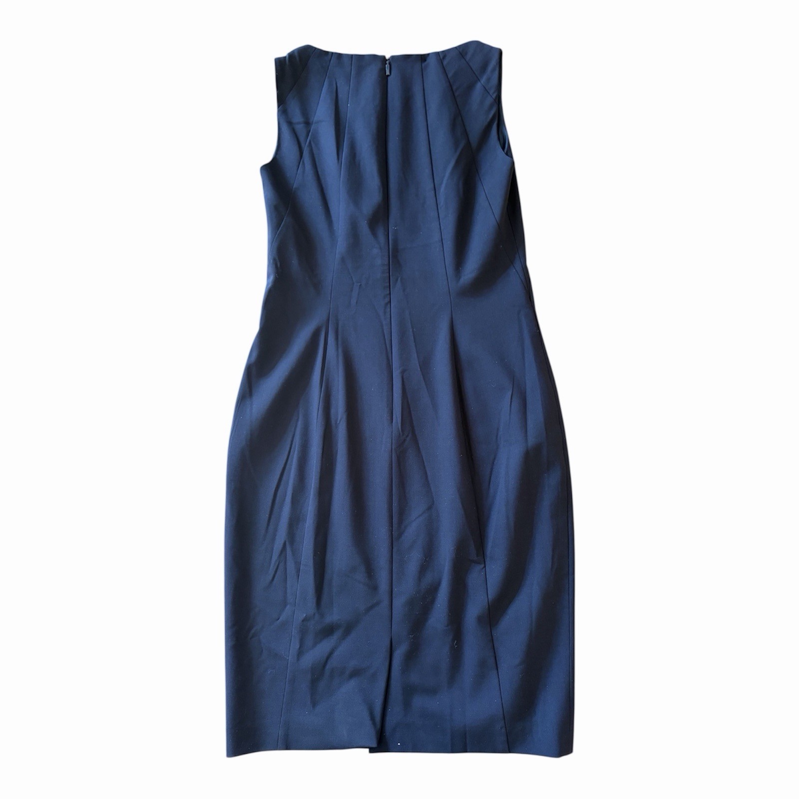 BOSS HUGO BOSS $495 Solid Navy Elbise Virgin Wool Sheath Dress Size US 4