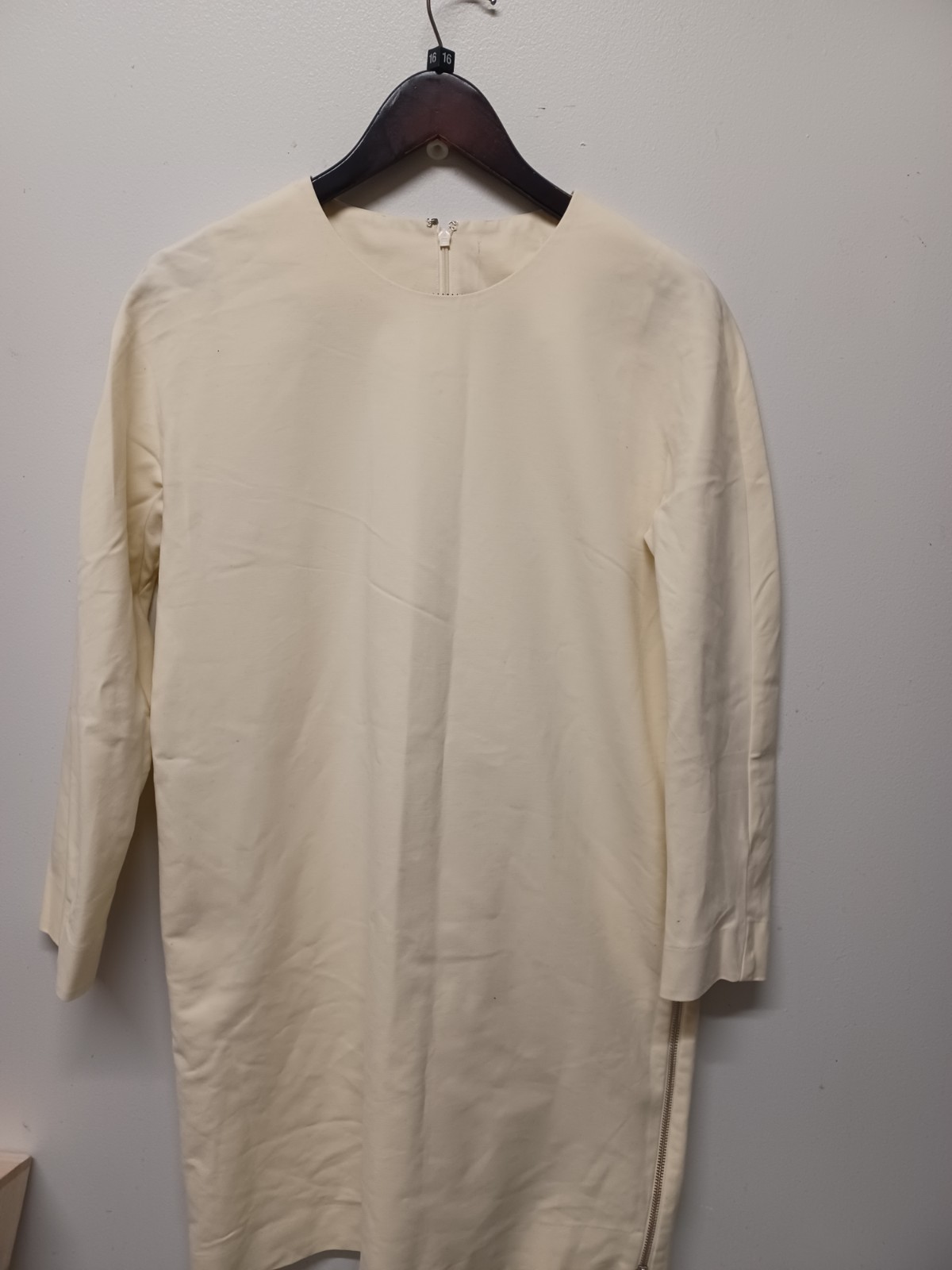COS Uk 14/16 Yellow 3/4 Sleeve Zip Side Detail cotton elastane shift Dress ex