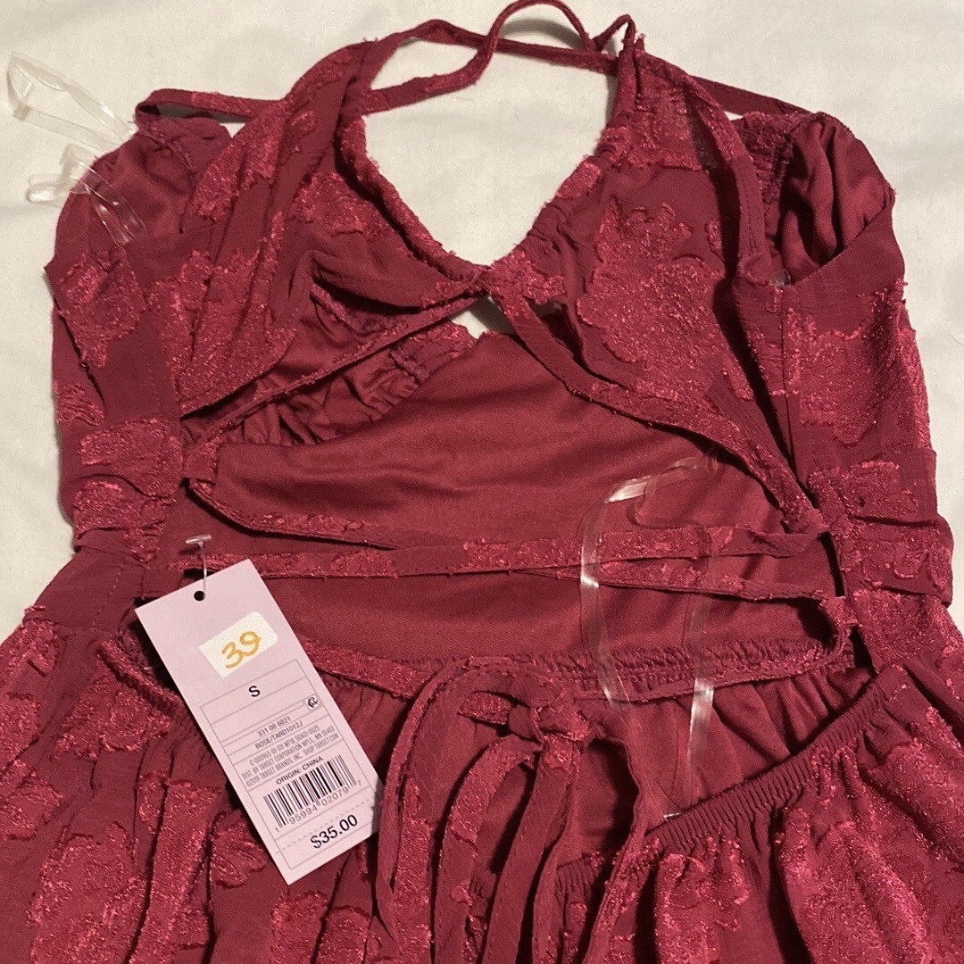 Wild Fable ~ Women’s Small Sleeveless Open Back Ruched TextureDress ~ Rose