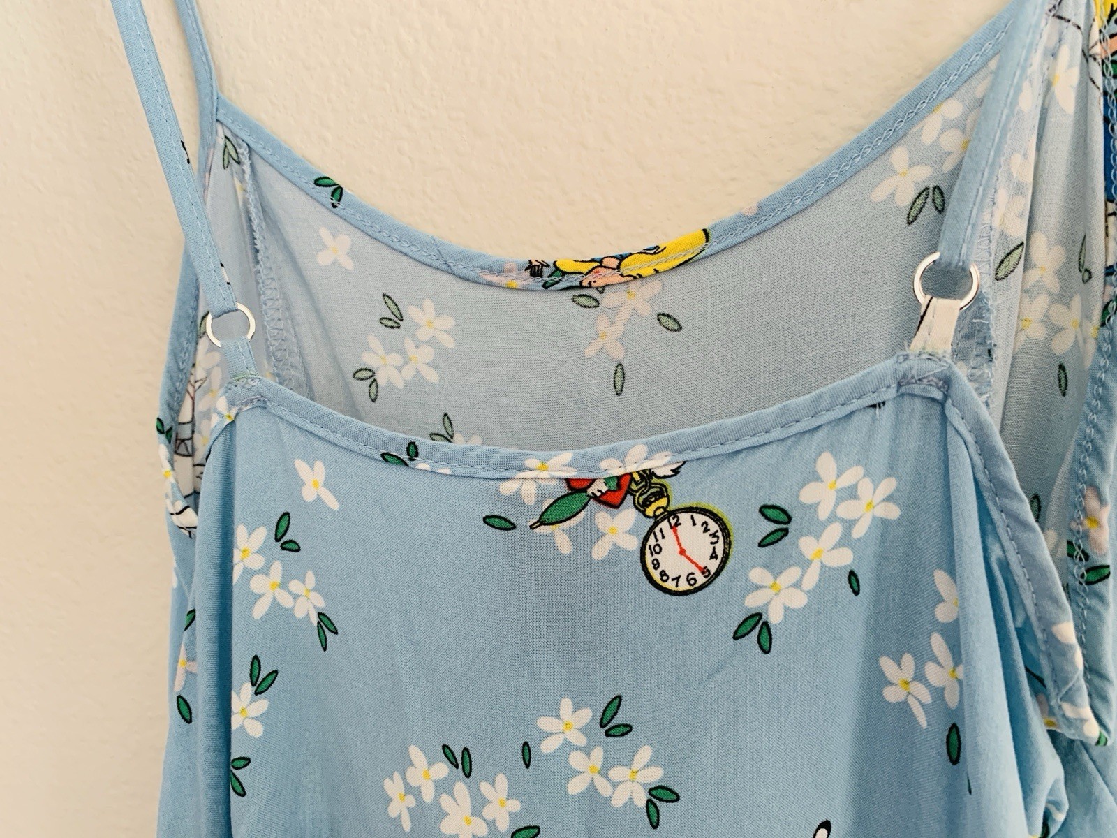 S Juniors Alice In Wonderland Tiered Dress White Rabbit Vintage Disney Cartoon