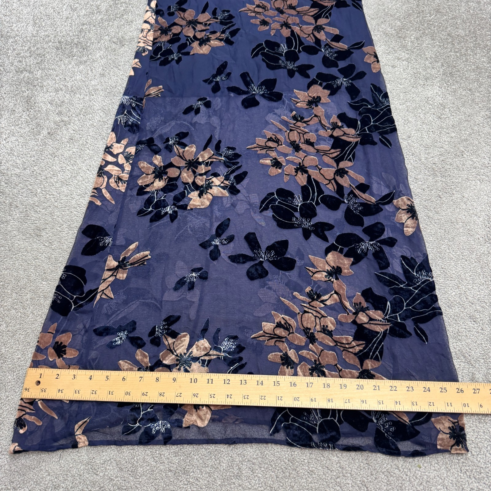 Mod Ref Floral Halter Maxi Tank Dress Womens Small Navy Velvet Burnout Bohemian