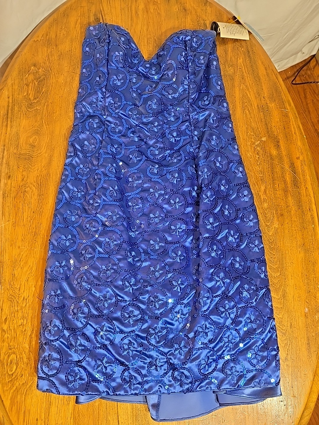 Vintage Jessica McClintock Royal Blue Beaded Mini Strapless Cocktail Dress Sz 11