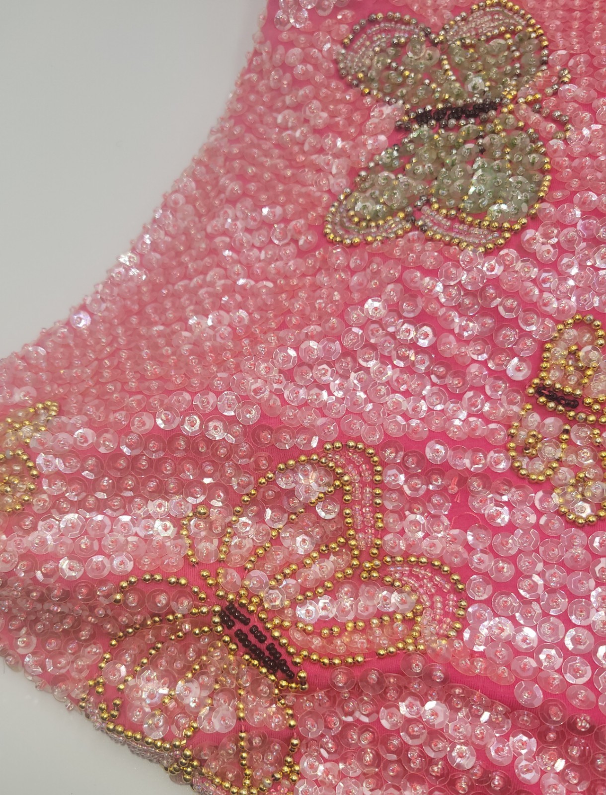 Little Attitudes Beautiful Hand Sewn Sequin Pink Butterfly Dress Size 14