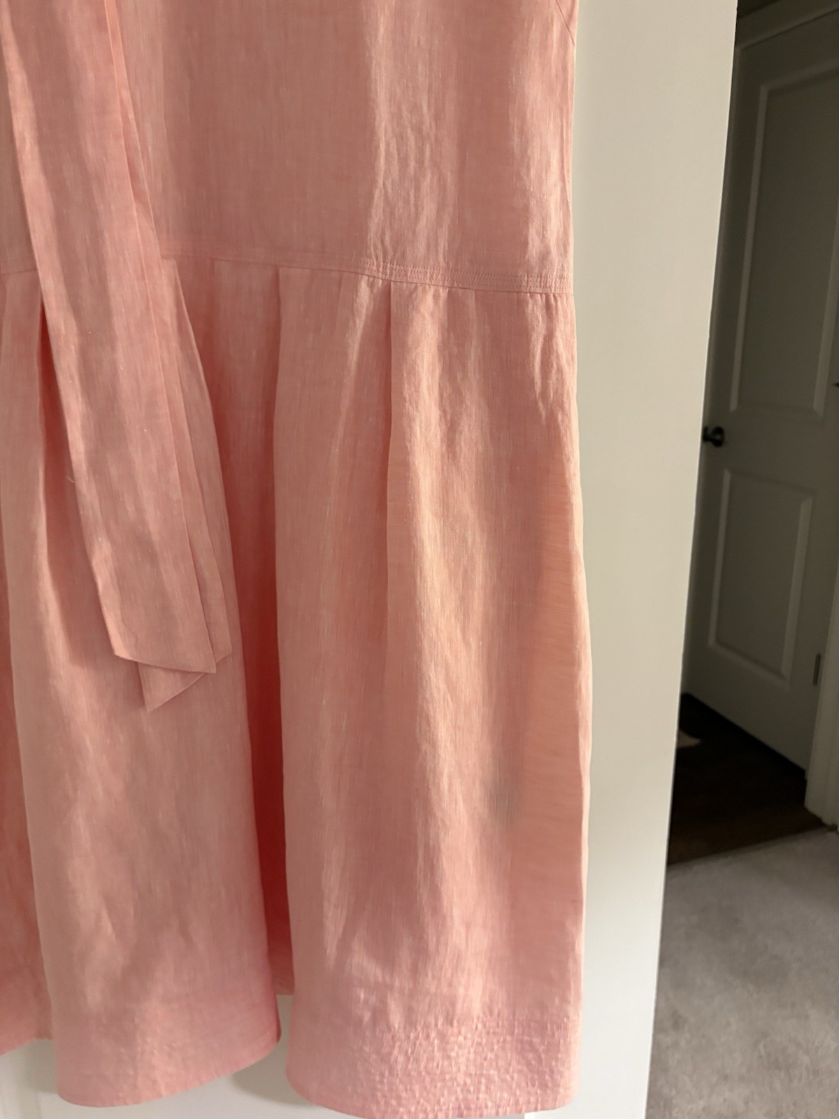 Lafayette 148 Peach/Pink Midi Linen Dress M