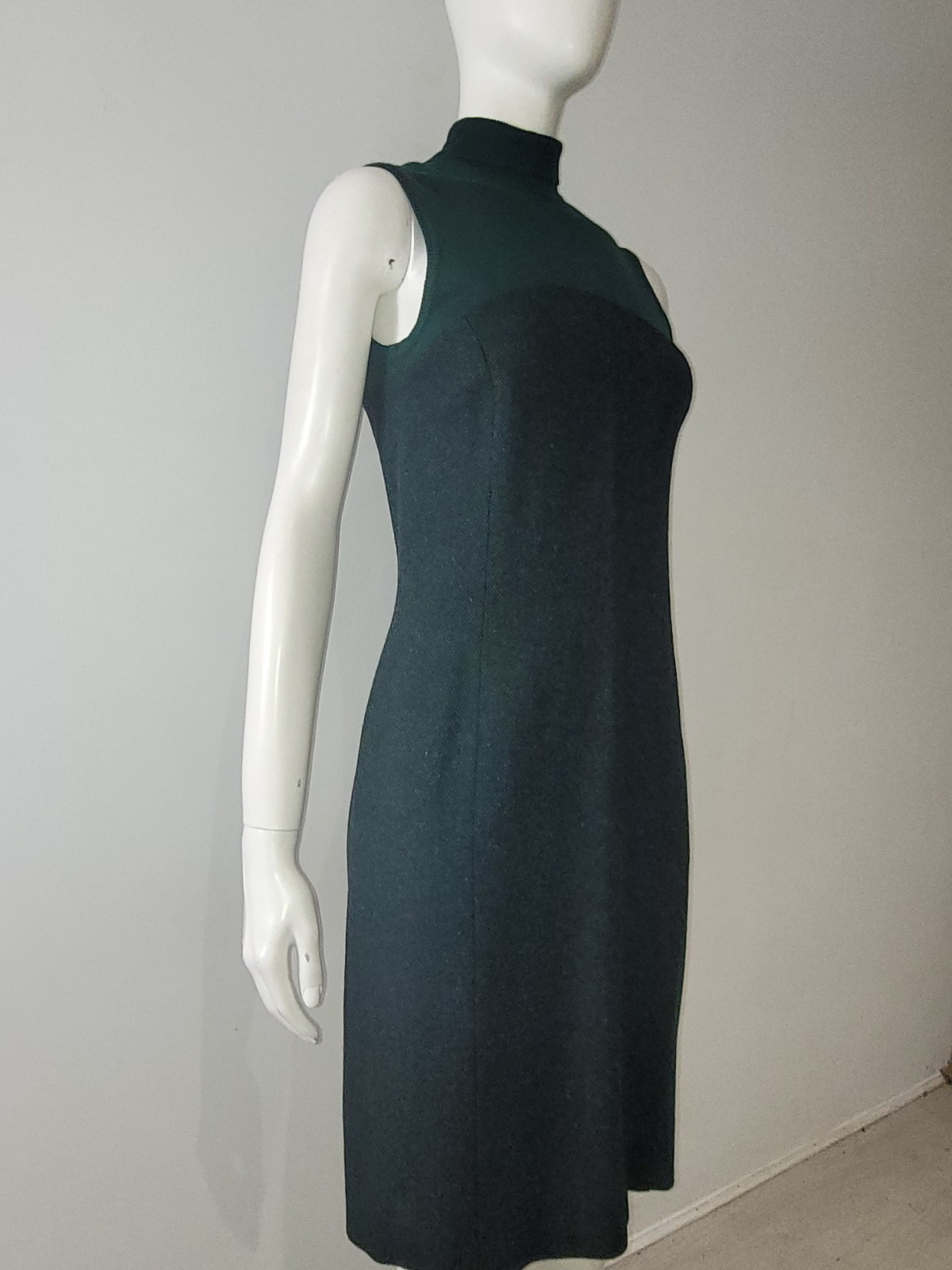 Istante Versace Green Tweed Dress UK 8 10 EU 36 38 Wool Blend Pencil Fitted