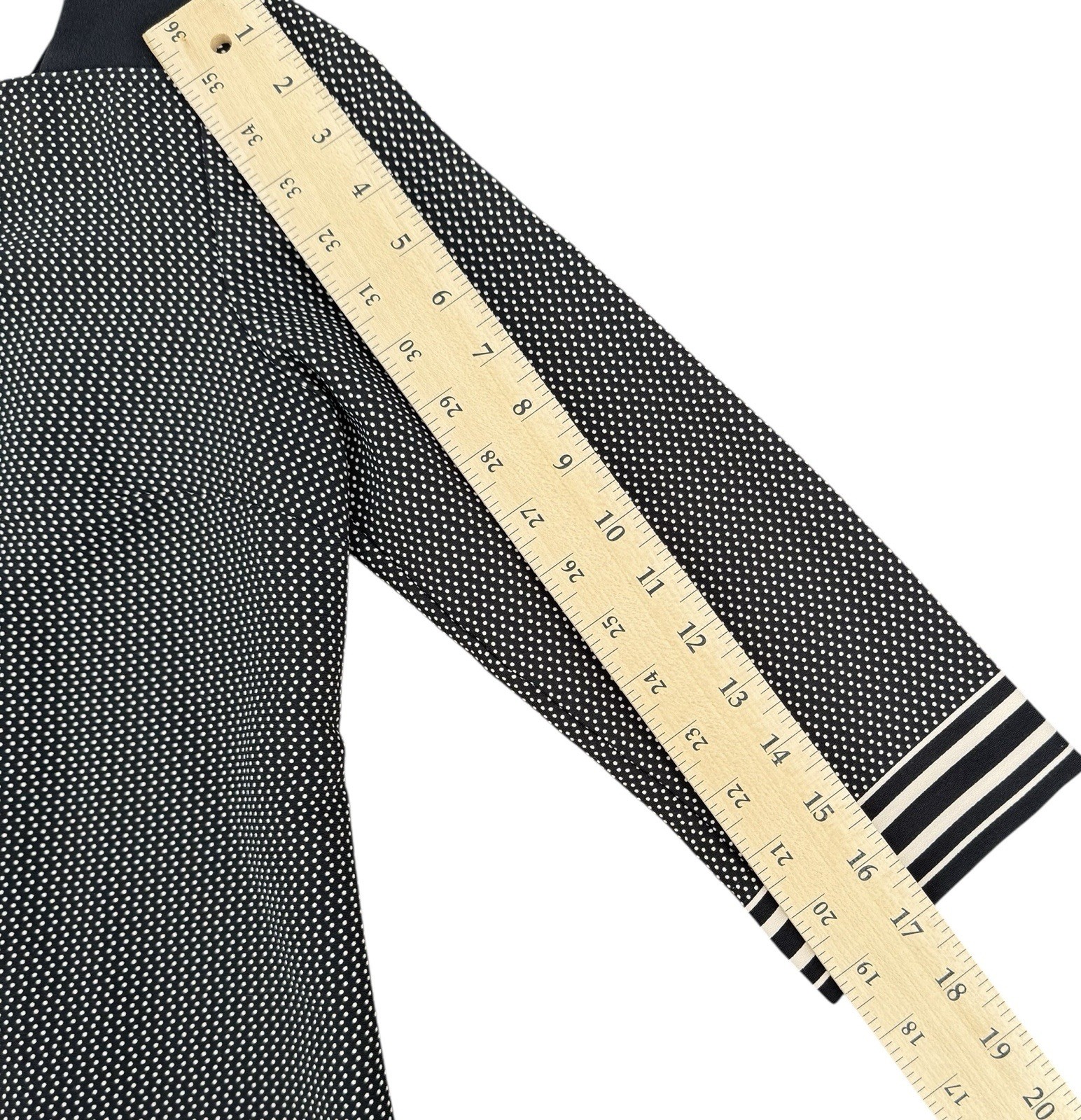 Ann Taylor Square Neck Dress Womens Black Tan Geometric 3/4 Sleeve Petite Size 2