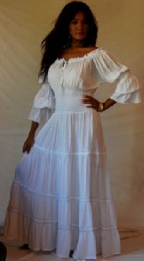 white dress peasant ruffled smocked lace sexy M L XL OS 1X 2X 3X 4X 5X 6X PLUS