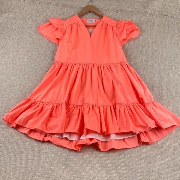 Tanya Taylor Marisol Tiered Ruffle Dress Size S V-neck Minimalist Resort