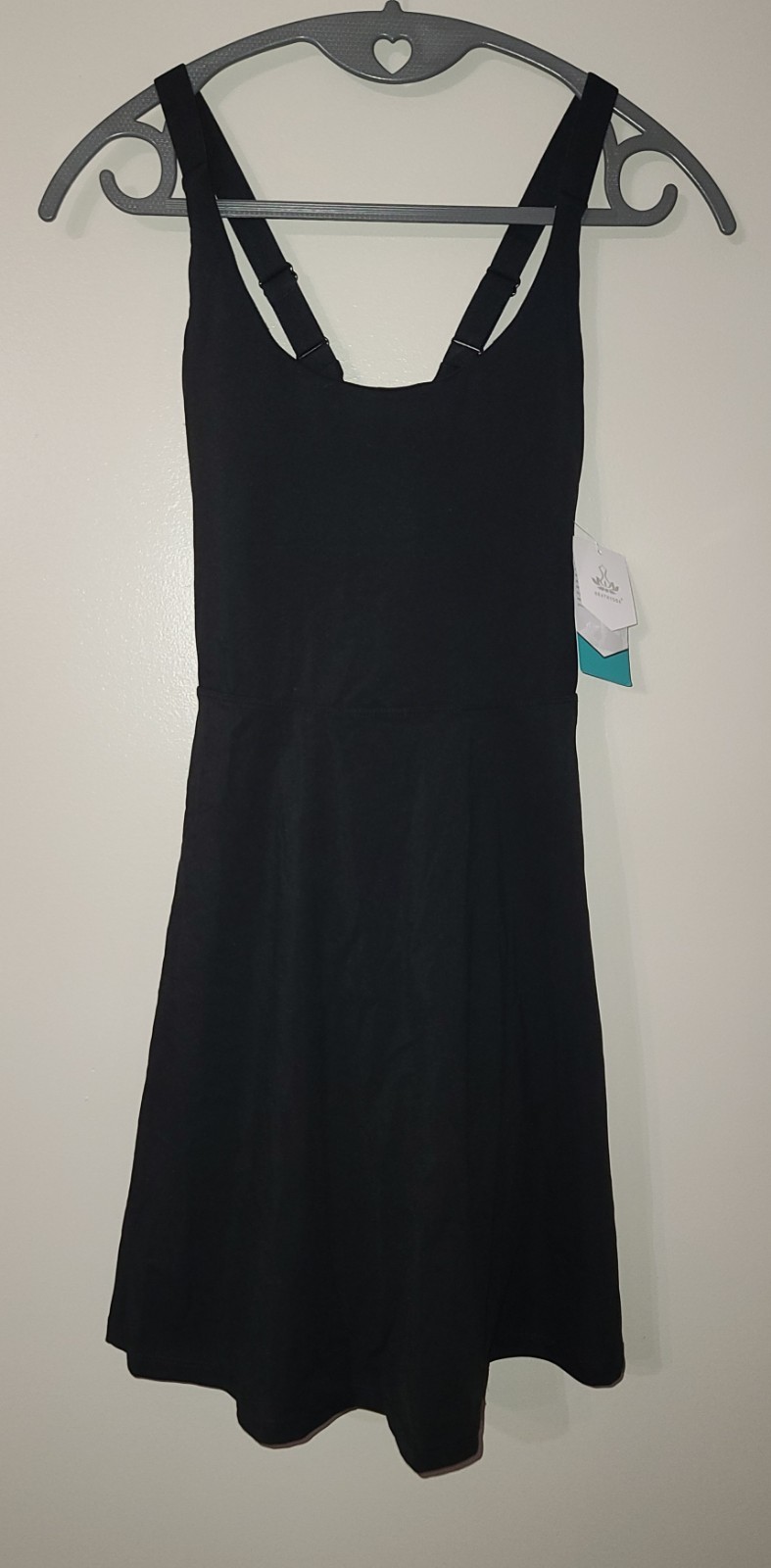 NEW WOMENS BLACK HEATHYOGA DRESS W/ SHORTS SIZE S