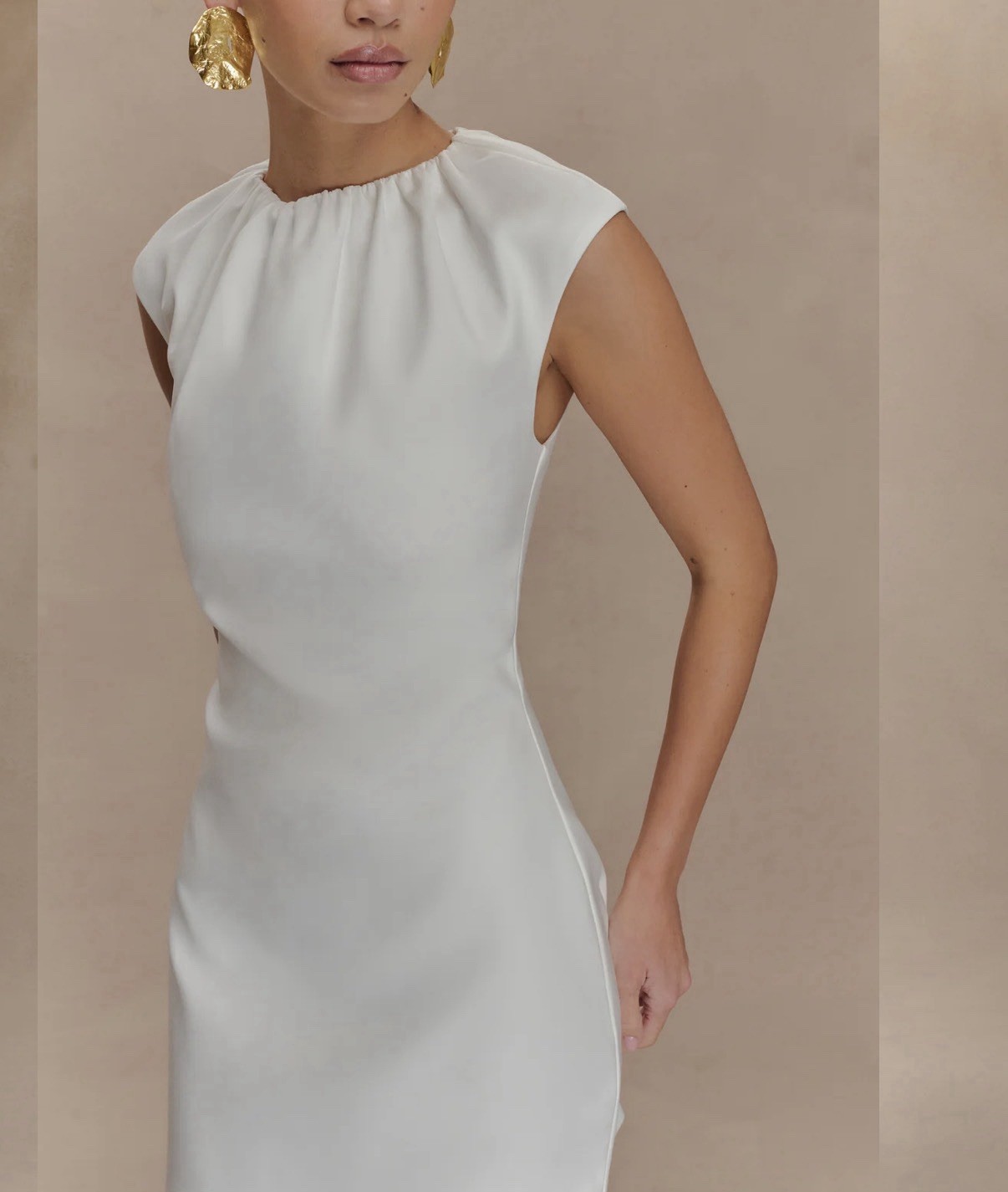 Meshki Ariana Pleated Neck Mini Dress Ivory Size XL NWT