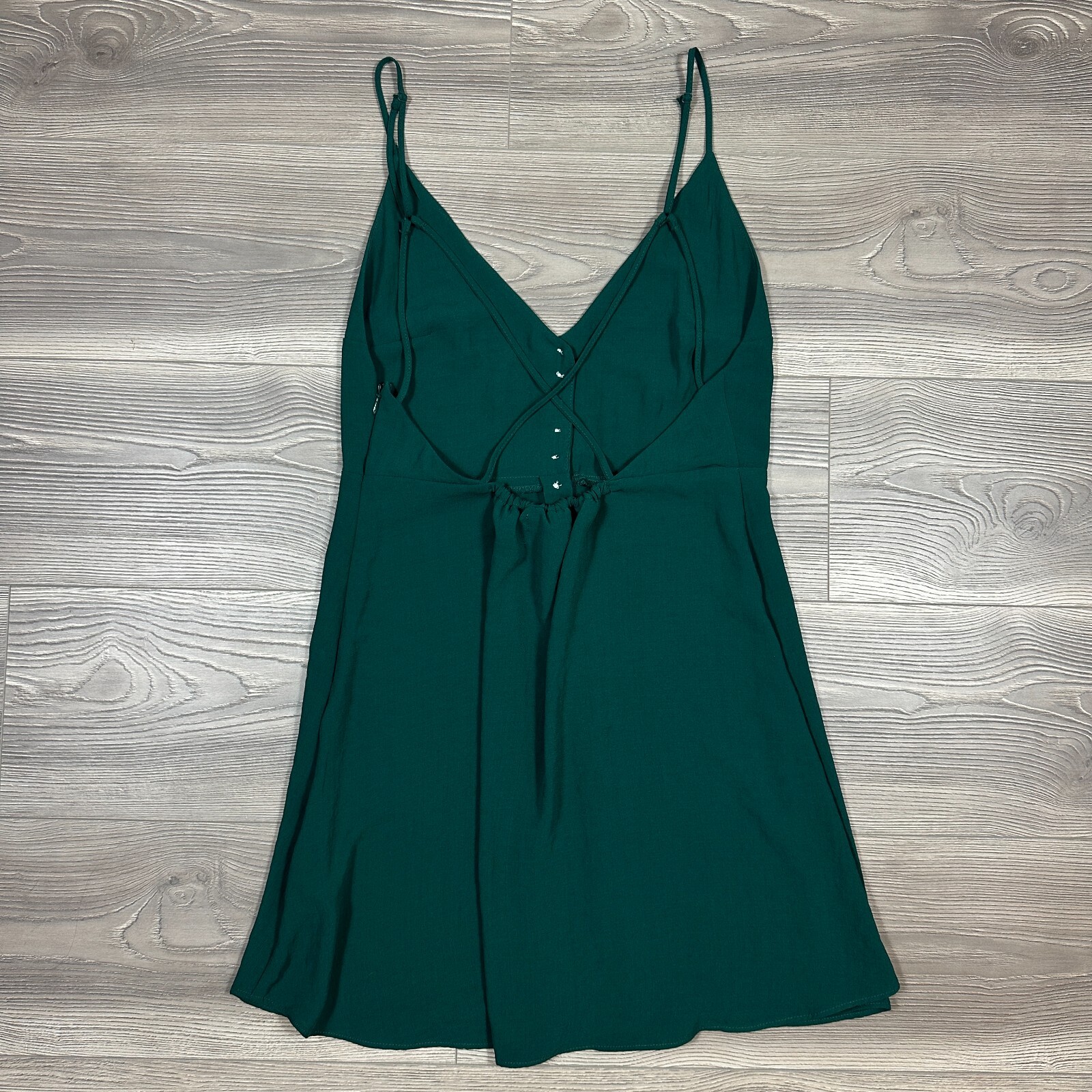Urban Outfitters Forest Green Button Front Mini Dress Spaghetti Strap Size M