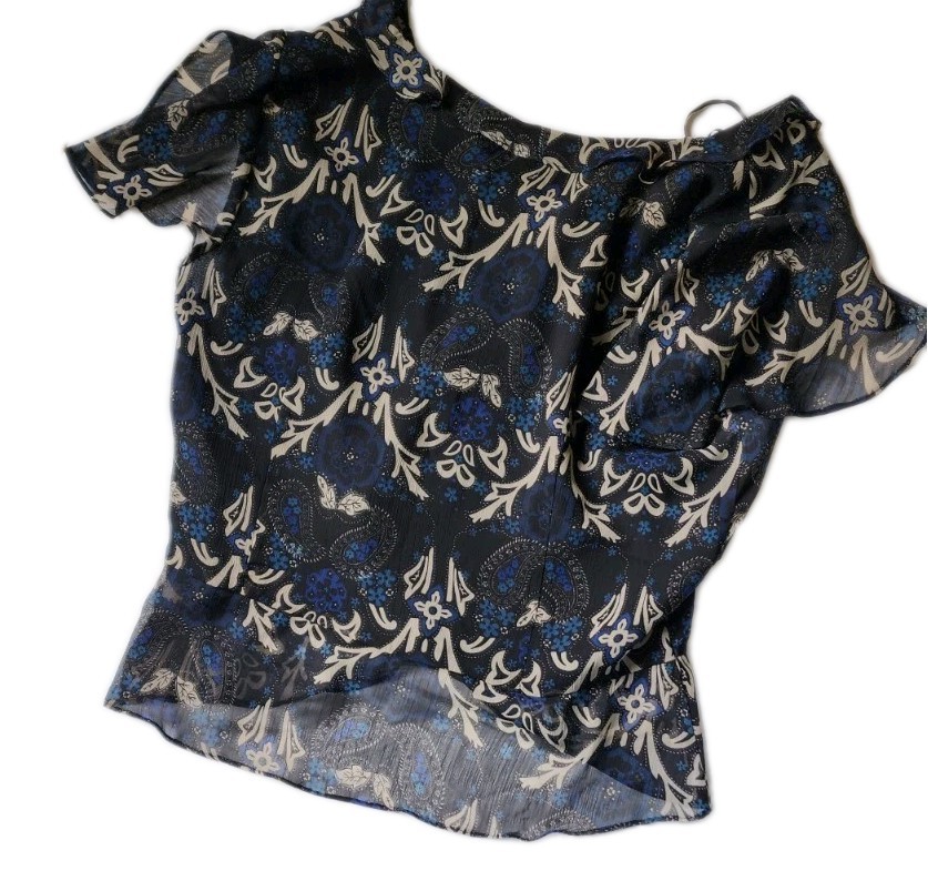 Danny Nicole 2 Pc Dress Set Blue Paisley Sheer Midi Skirt Cottagecore Church