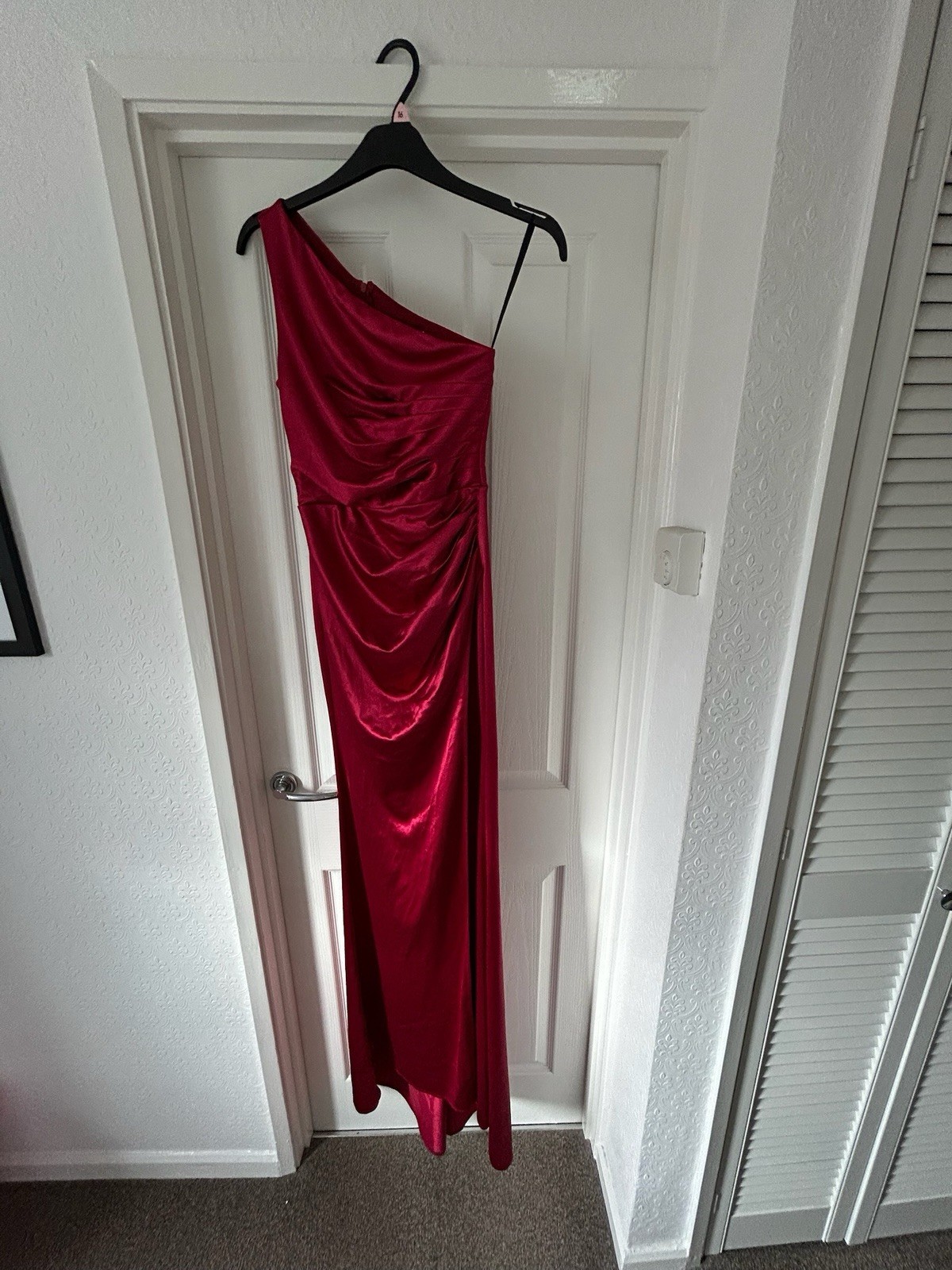Size Small Shein Adyce Incredible Red One Shoulder Ruched Ball Gown – Brand New
