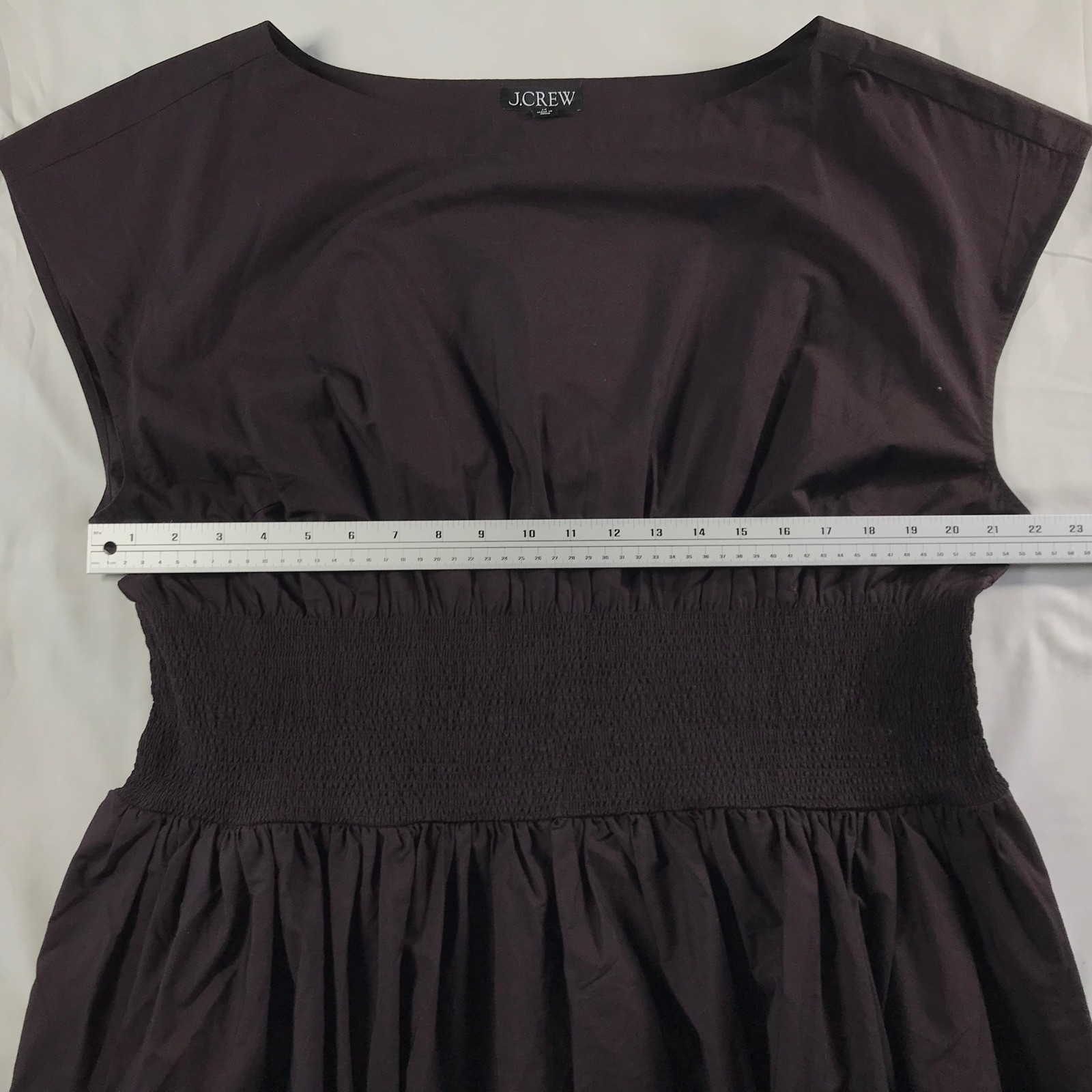 J.Crew Brown Cotton Eyelet Smocked Waist Midi Dress Plus Size 2X Cap Sleeve