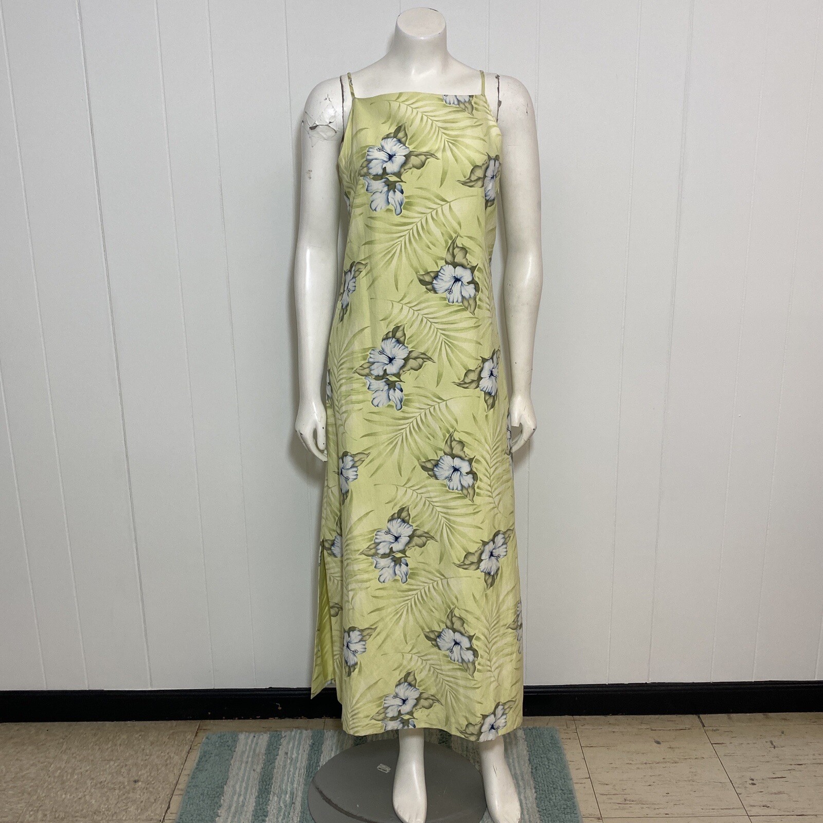 Tommy Bahama Maxi Dress Women’s 6 Yellow Floral Silk Linen Lightweight Lined
