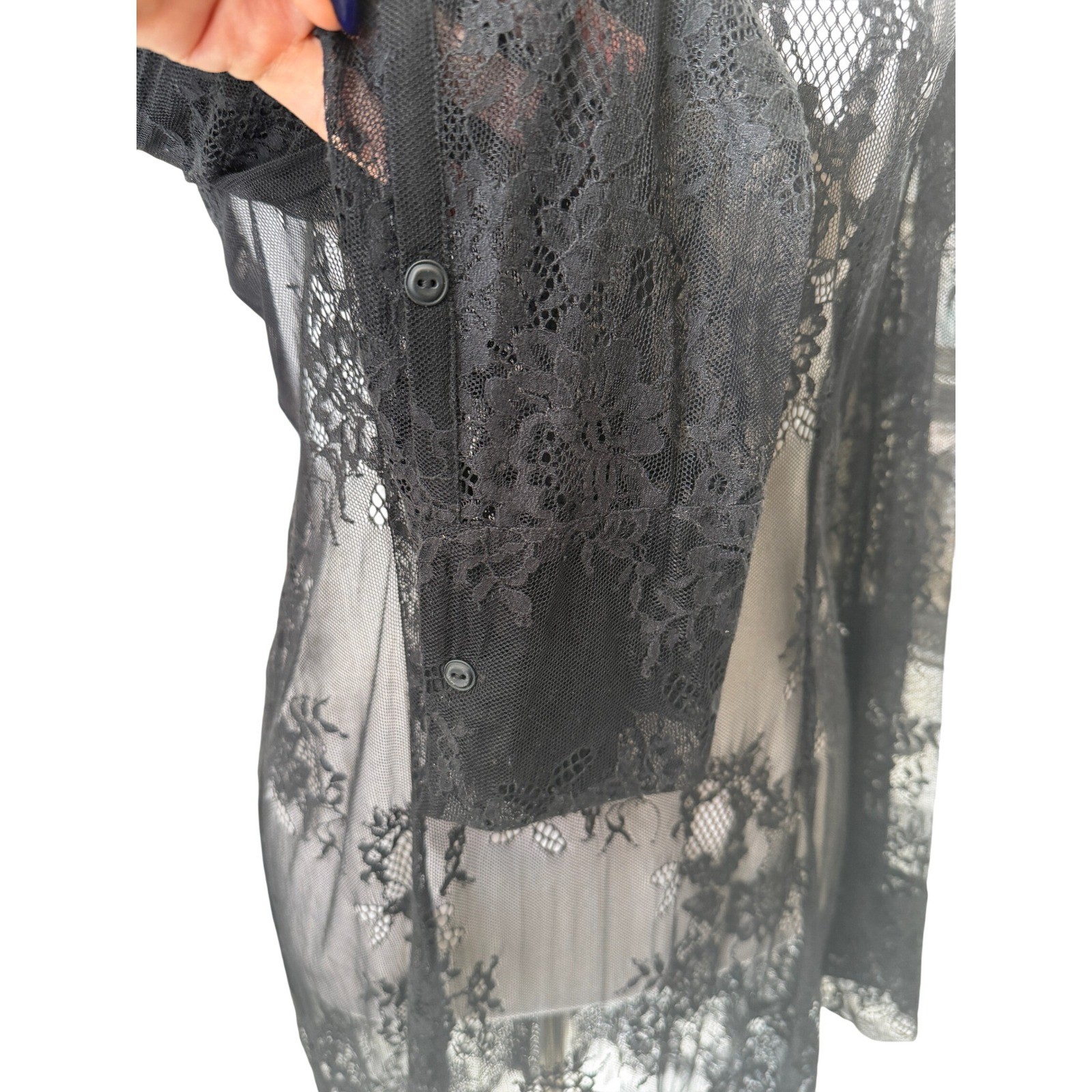 JNBY Womens Sheer Floral Lace Bell Sleeve Midi Dress Gothic Romantic Designer S