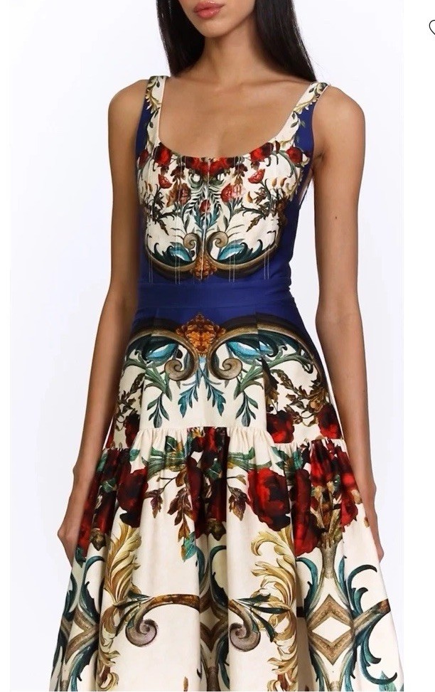 Alice and OLIVIA DIANA STRUCTURED MIDI DRESS In GILDED ROSE US 6 UK /AU 10 NWT