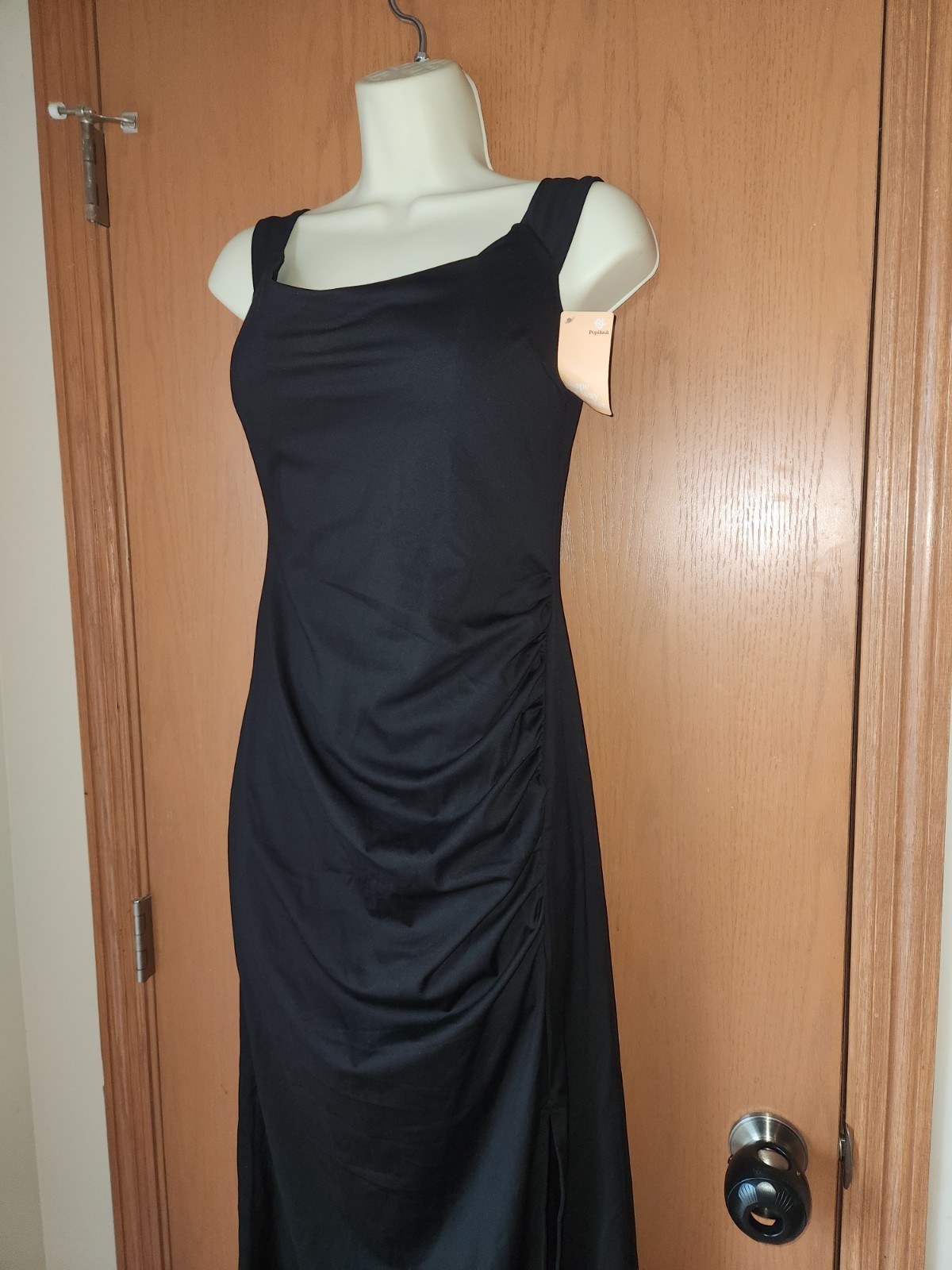 Shapewear Off-the-Shoulder Side Slit Slimming Black Maxi Dress Medium NWT