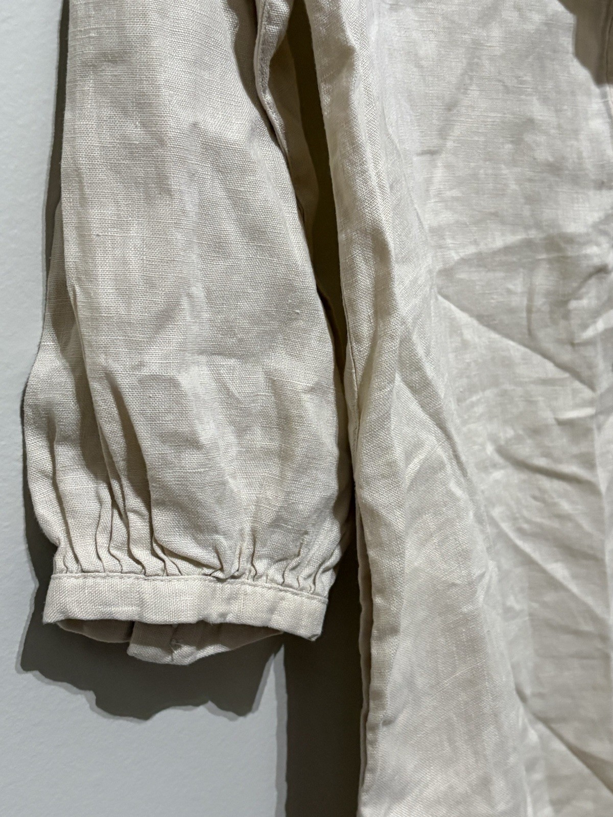 Magaschoni Oatmeal Linen Peasant Shift Dress XS NWT Shell Tassel Oversized