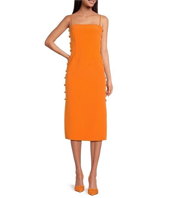 NEW Womens Size 0 Gianni Bini Crepe Side Button Cut Out Lined Bodycon Dress $189