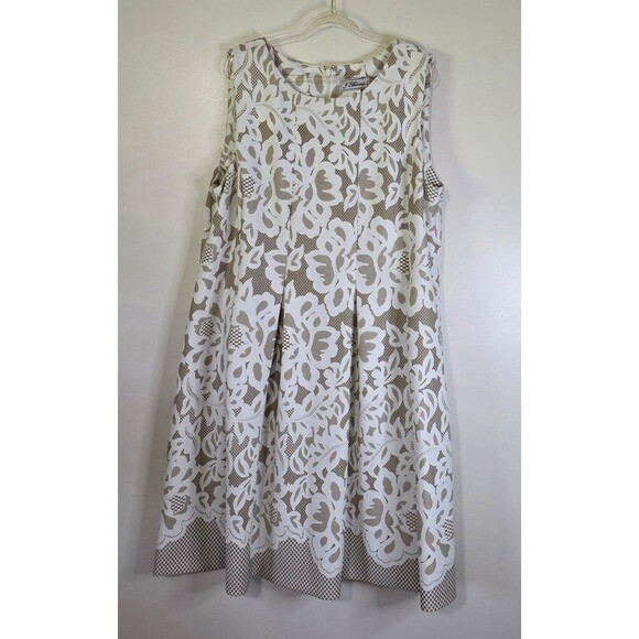 J Howard Fit Flare Floral Dress Garden Party Wedding Romantic Coastal Mod Sz 18W