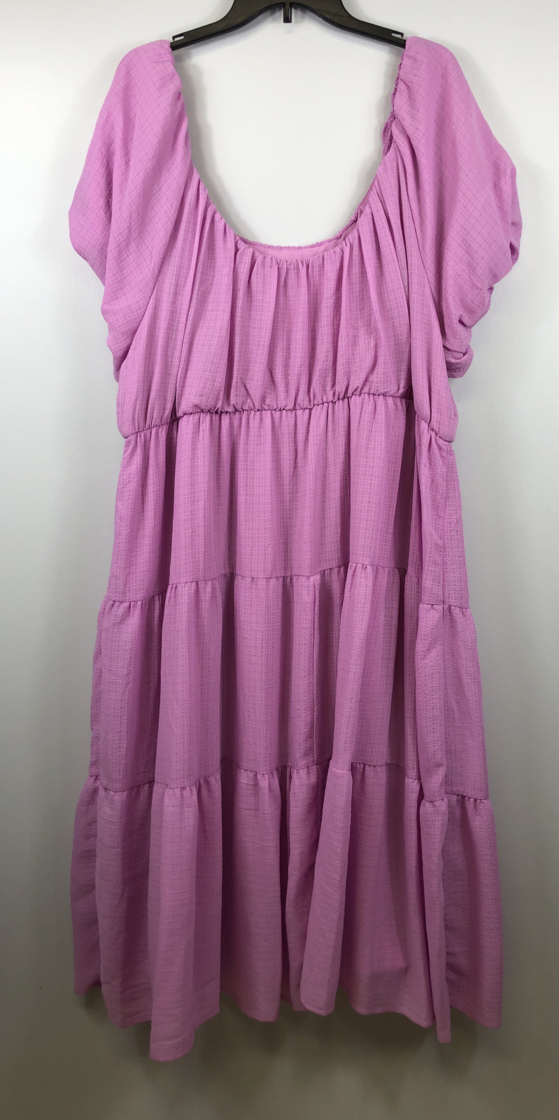 Ophelia Roe Lilac Balloon Short Sleeve Tiered Maxi Summer Dress Plus Sz 3X NWT