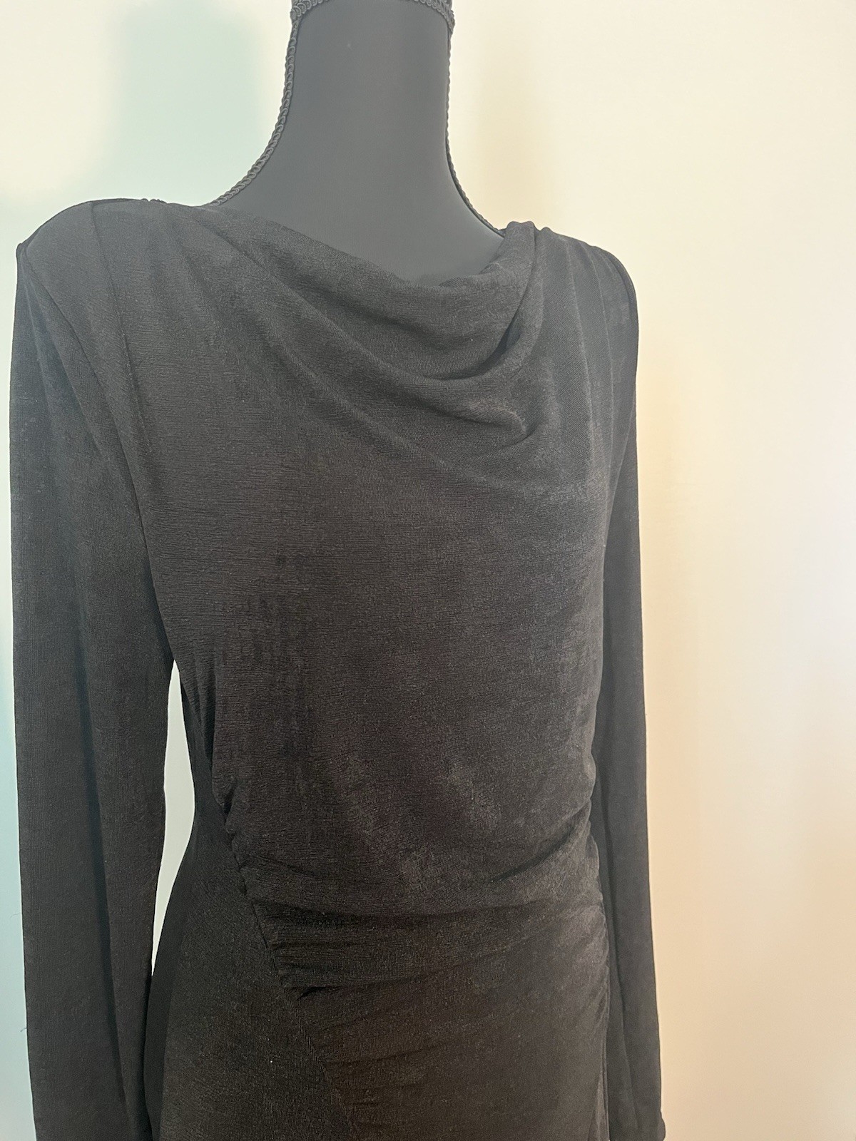 High Stretch, Elegant, Midi, Long Sleeve Black Dress Shein Sz L