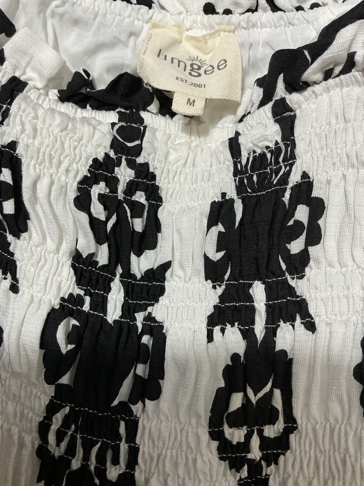Umgee Black & White Abstract Print Chic Sleeveless A-Line Midi Sundress M