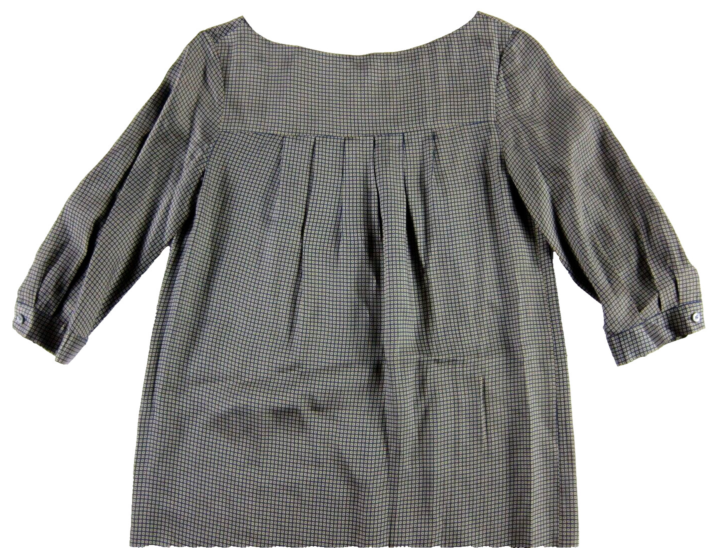 Martin + Osa Rayon Blue Brown Plaid 3/4 Sleeve Shift Tunic Shirt Dress XS