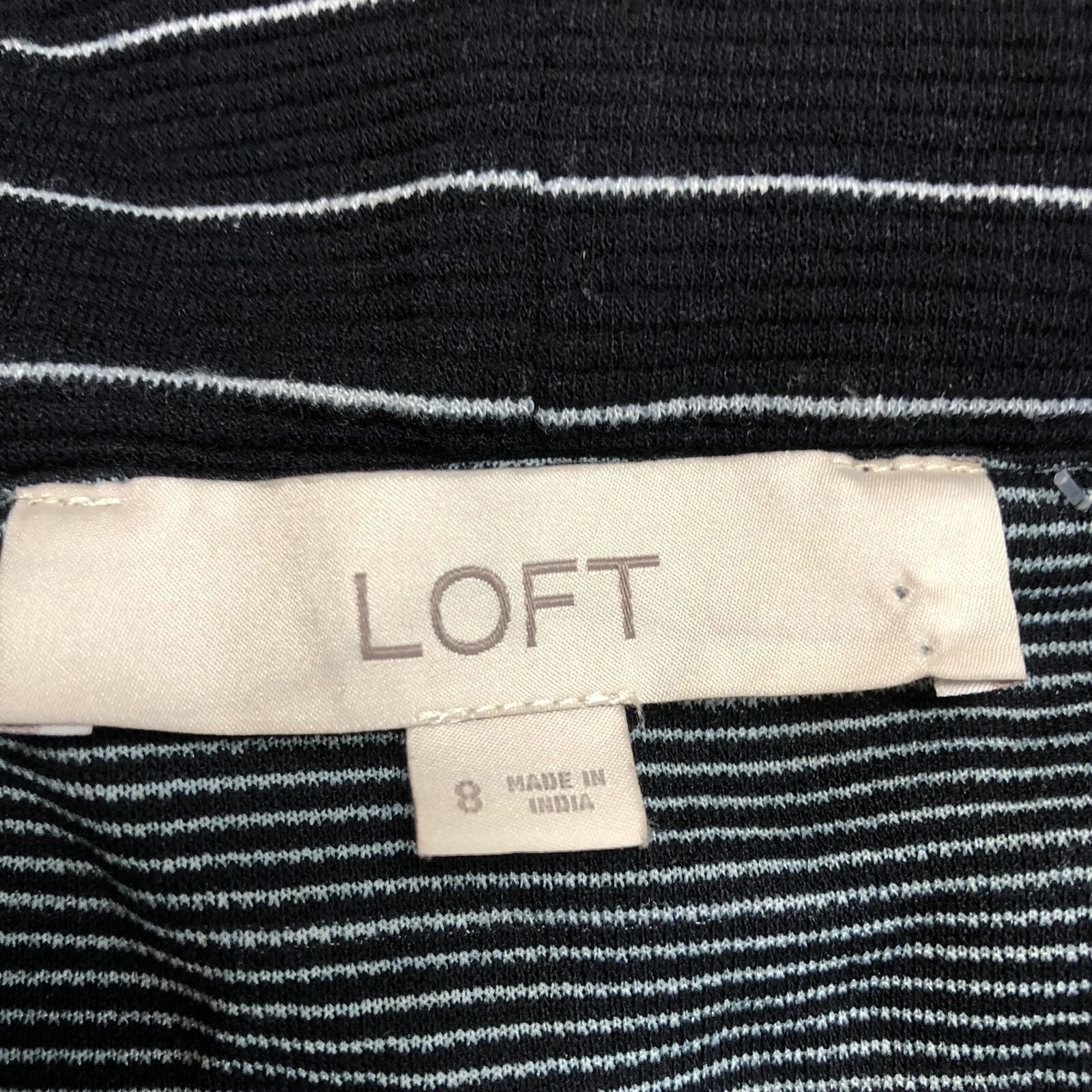 LOFT Cold Shoulder Sleeve Black Striped Casual Mini Dress Women’s Size 8