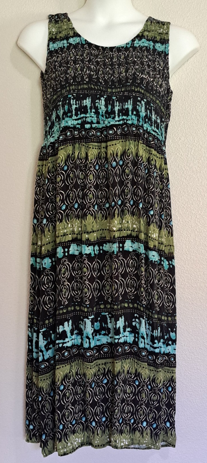 Elementz Smocked Midi Dress Large Boho Cottagecore
