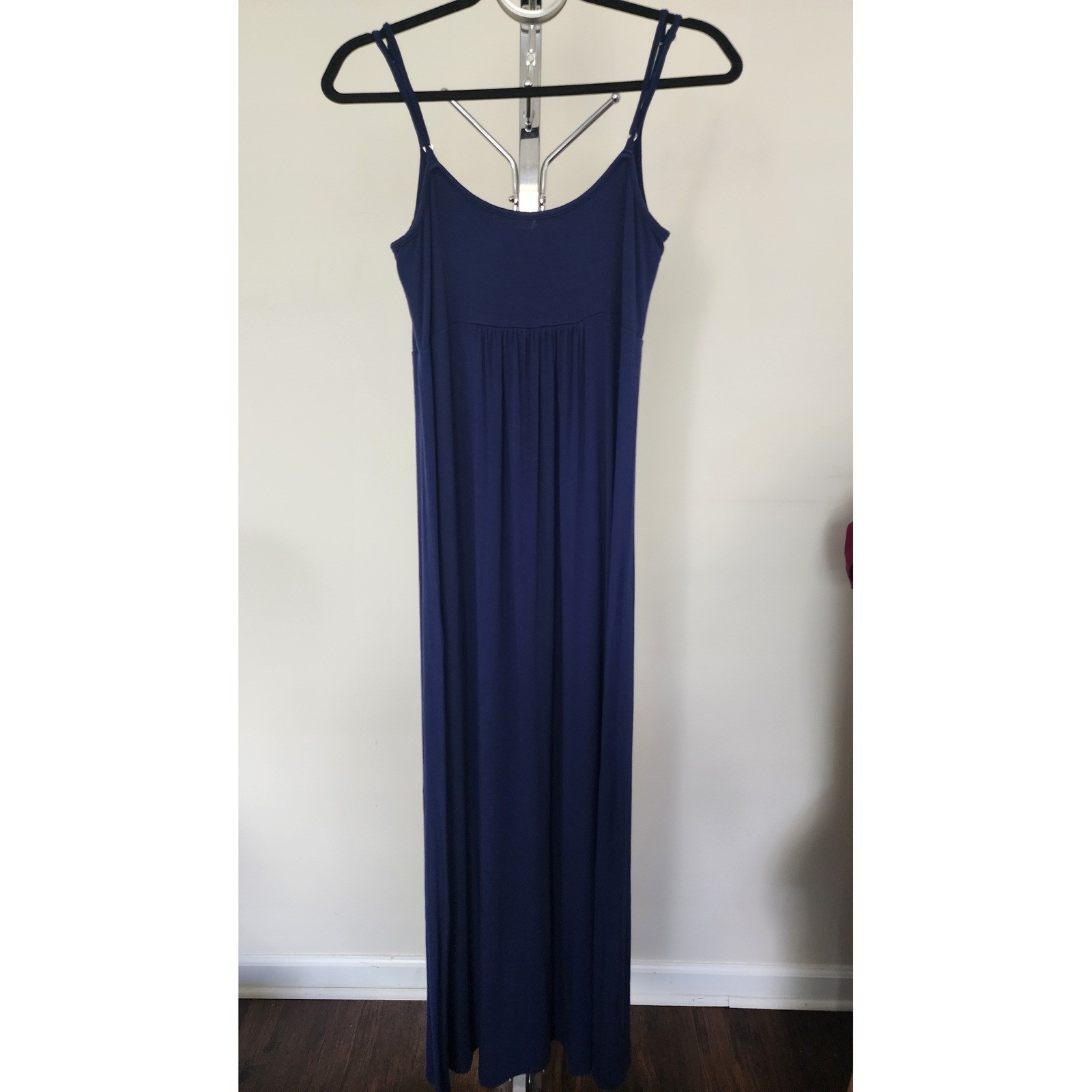 Calvin Klein Royal Blue Empire Waist Pleated Tall Maxi Dress 6 Cozy Comfy Chic