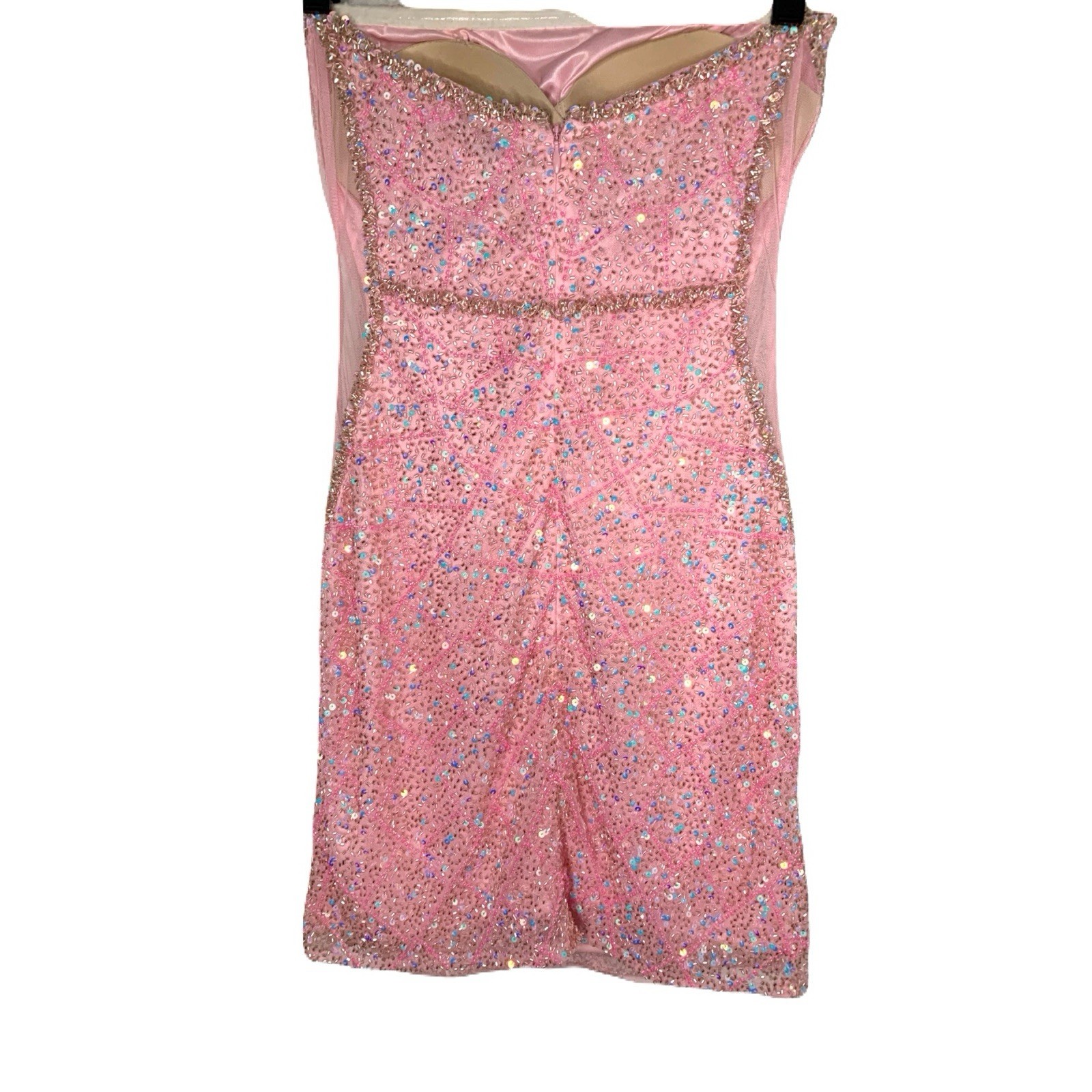 Sophia Thomas 0 Pink Beaded Strapless Mini Dress Prom HOCO Party Formal Cocktail