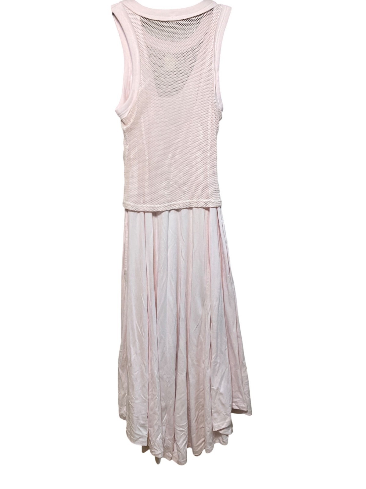 Anthropologie Daily Practice Forward Line midi dress Pink Ruched Mesh Layered Si
