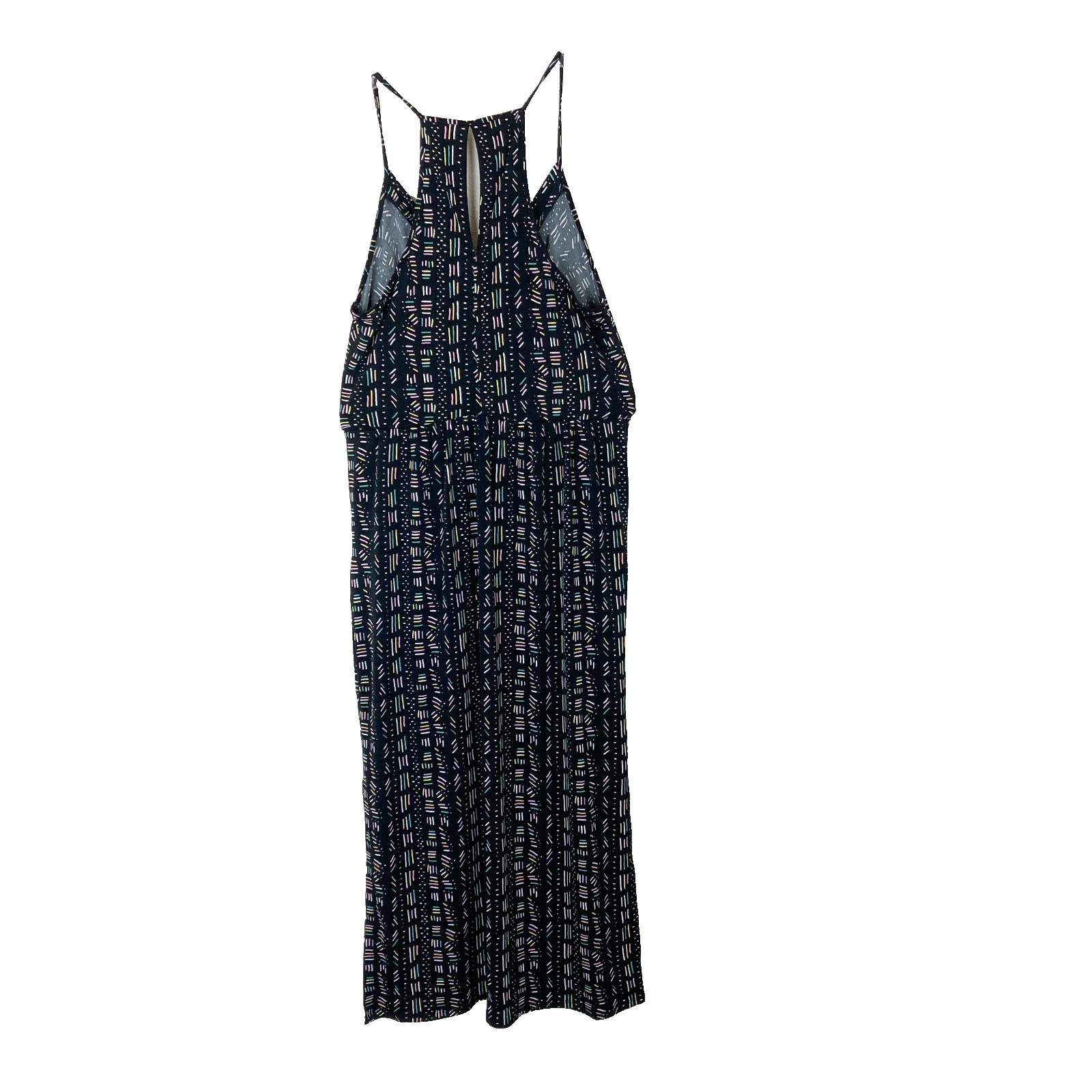 BCBGeneration Matchsticks Surplice Maxi Dress Size M Black Multi Strappy Pockets