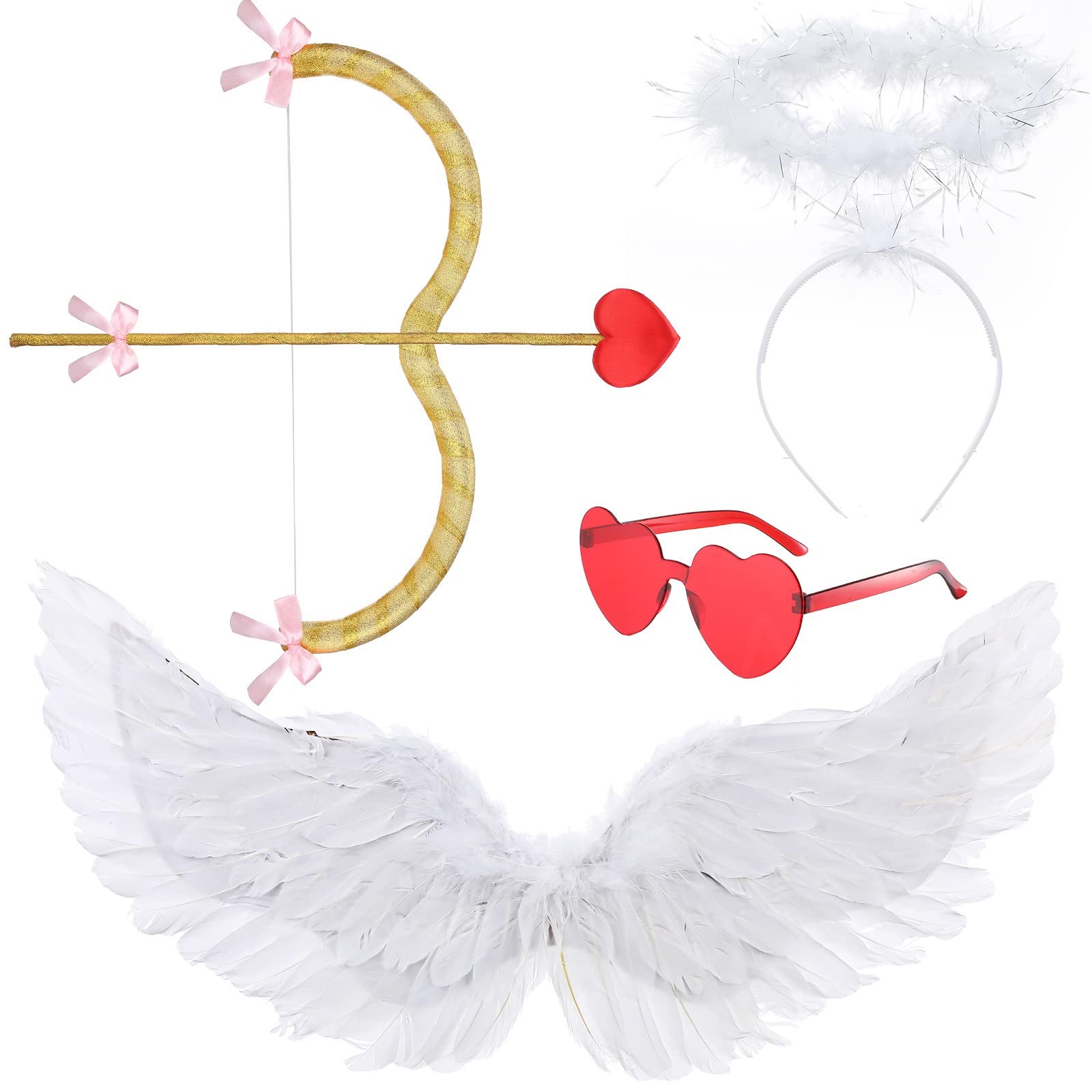 Coume Cupid Costume Set: Wings, Headband, Bow, Arrow, Sunglasses for Kids