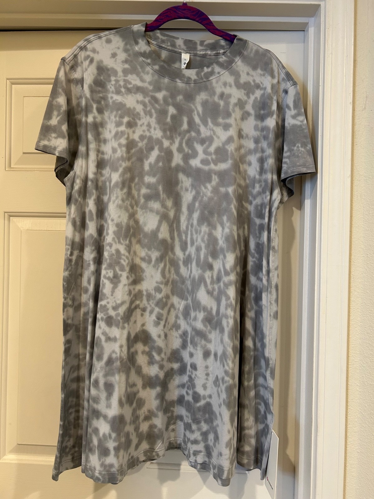 NWT Lululemon All Yours Tee Dress Grey Tye Dye Short Sleeve A-Line Size 10 NEW