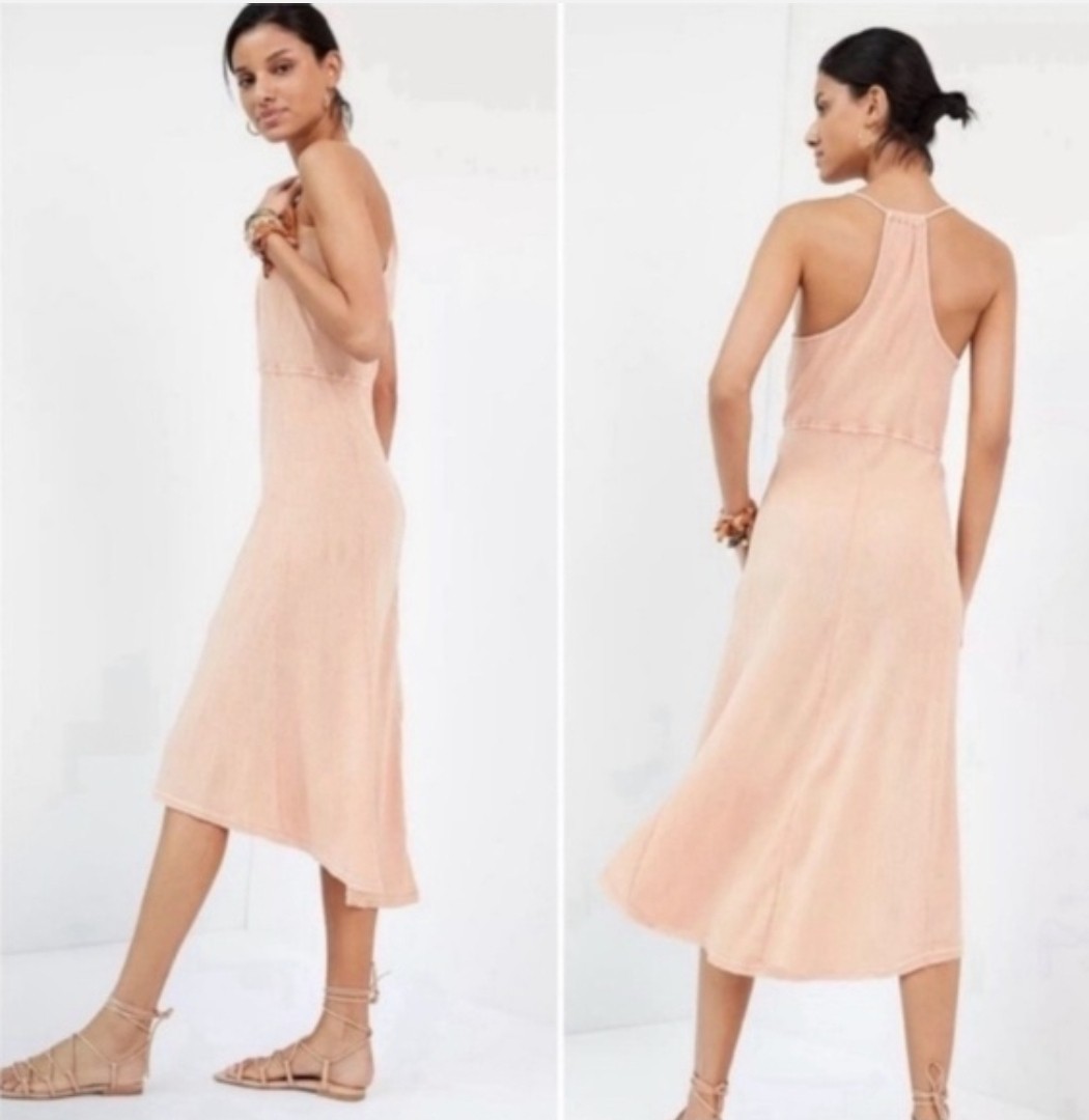 Anthropologie Daily Practice Midi Dress Peach Color Crinkle Gauze athleisure