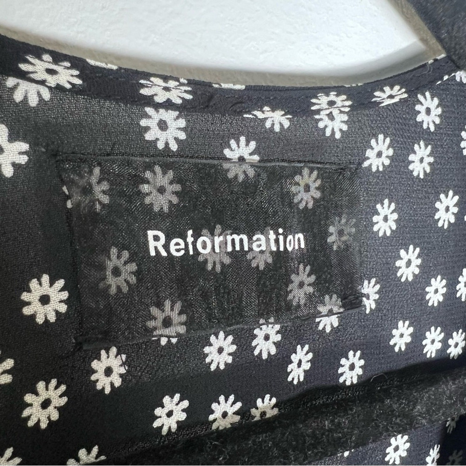 Reformation Adele Mini Wrap Ditsy Floral Dress Black Sz XS