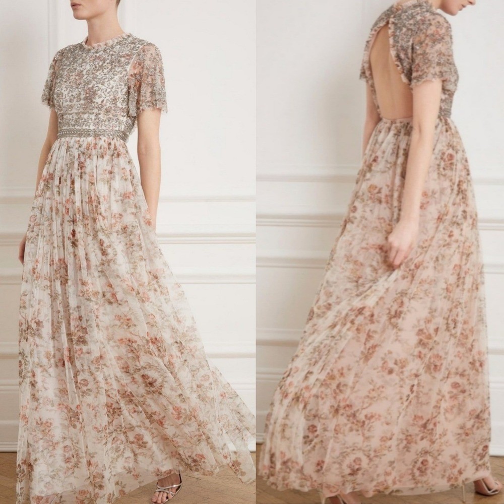 Needle & Thread Andromeda Embellished Maxi-Dress Size 6