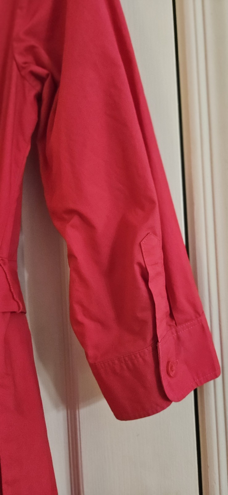 Talbots Belted Button Front Cotton Shirt Dress Ruffle Lined Sz. 6 Raspberry