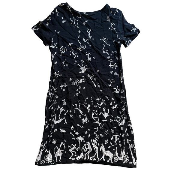 David Dart New Orleans Mardi Gras Jazz Music Fleur De Lis Whimsical Black Dress