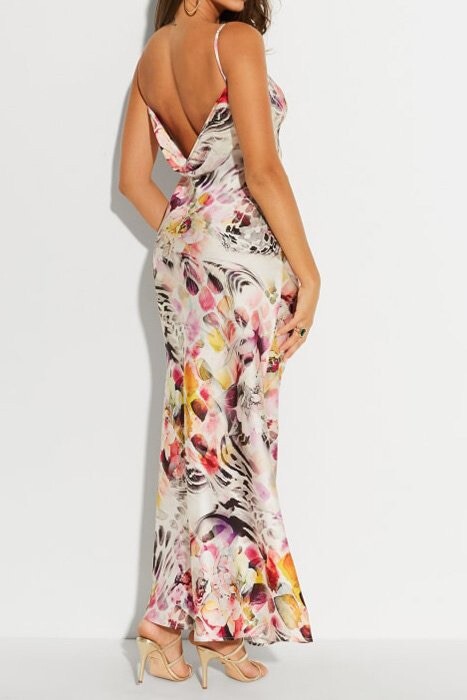 £270 MARCIANO by GUESS Jennifer Lopez Maxi Floral Slip Dress XL 14 16 Cowl Back