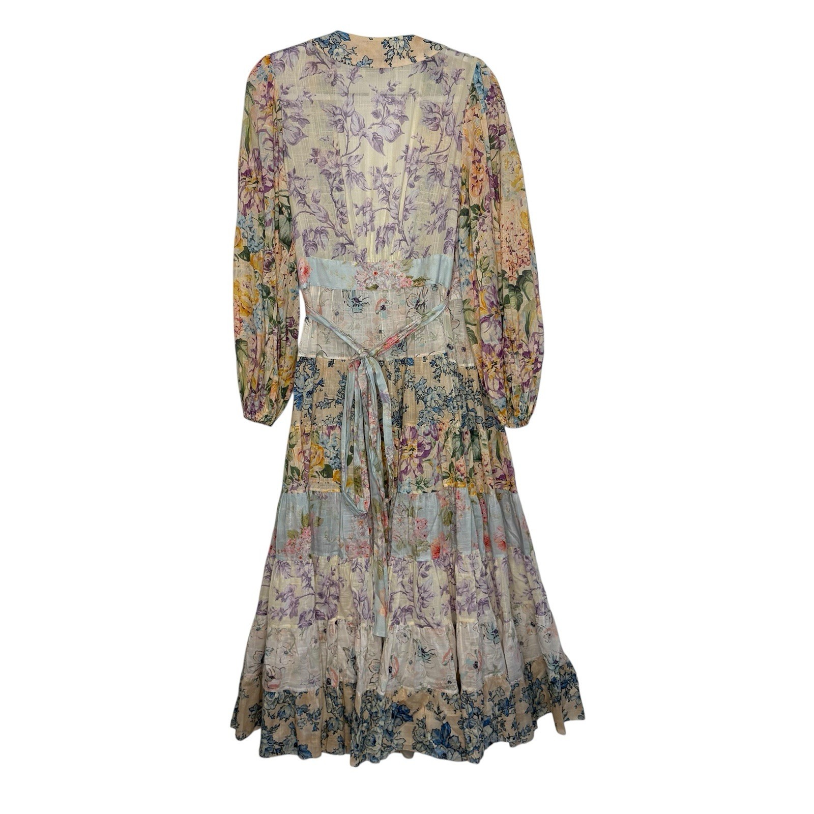 Zimmermann Halliday Tiered Midi Dress Size 4 AU 16 / US 12 Spliced Floral Wrap